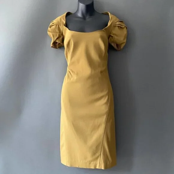 Zac Posen Dresses | Zac Posen Nwt Gold Pencil Dress | Color: Gold | Size: 10 | Trixumich's Closet